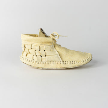 Handcrafted Moccasins -Woven with Abalone Shell-Bone