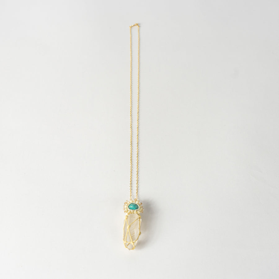 Amphibole Turquoise Moonstone Beads Necklace
