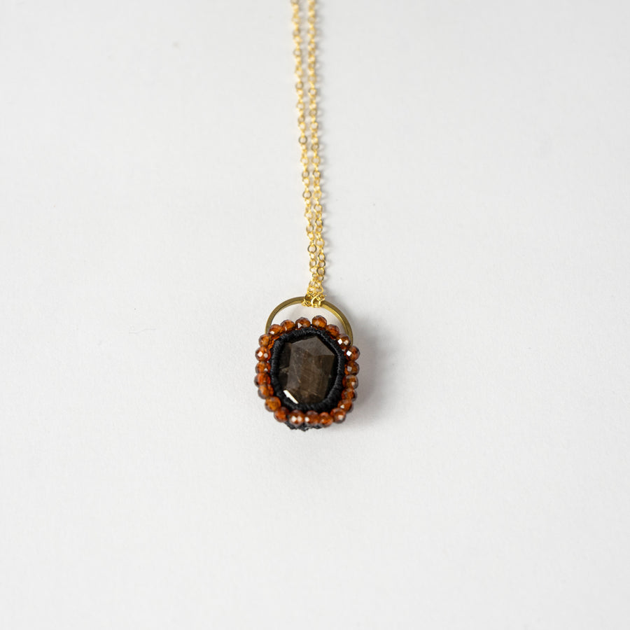 Sapphire Hessonite Garnet Necklace