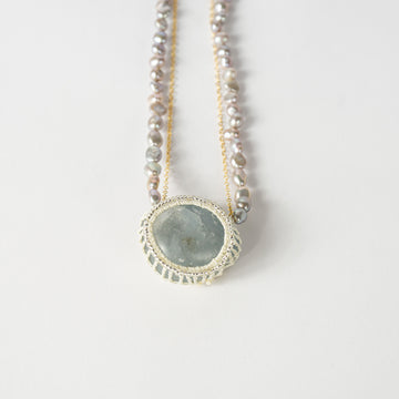 Celestite with Beaded Chain Necklace