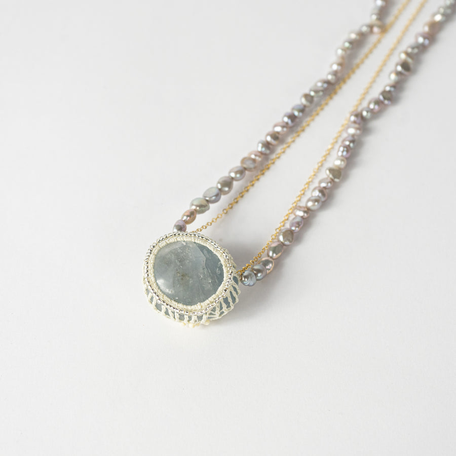 Celestite with Beaded Chain Necklace