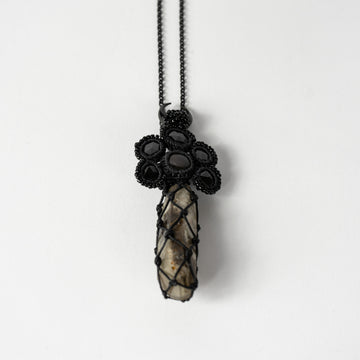 Silversheen Obsidian Rose Cuts Moonstone Starbrany Quartz Necklace