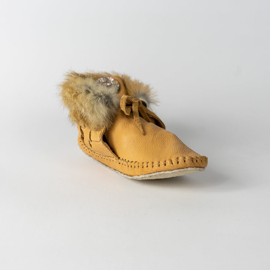 Jamie Gentry Moccasins-Woven with Abalone and Fur