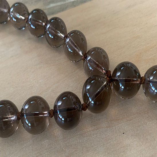 Smoky Quartz Beads with Cotton Tassel